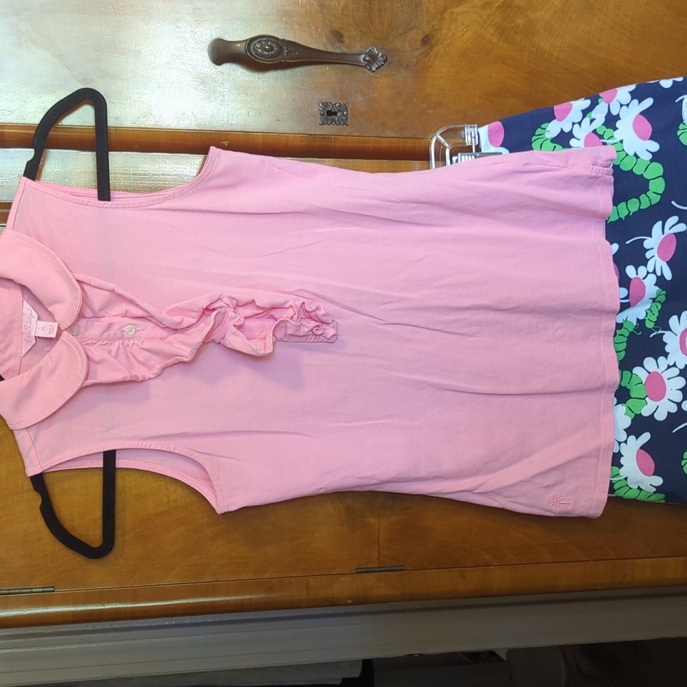 Lilly Pulitzer Womens Sz XS Ruffle Sleeveless Top Pink